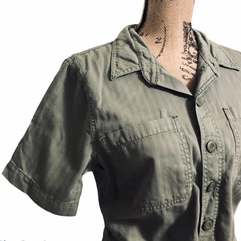 Lucky Brand drawstring raw hem dress army green - Picture 5 of 15